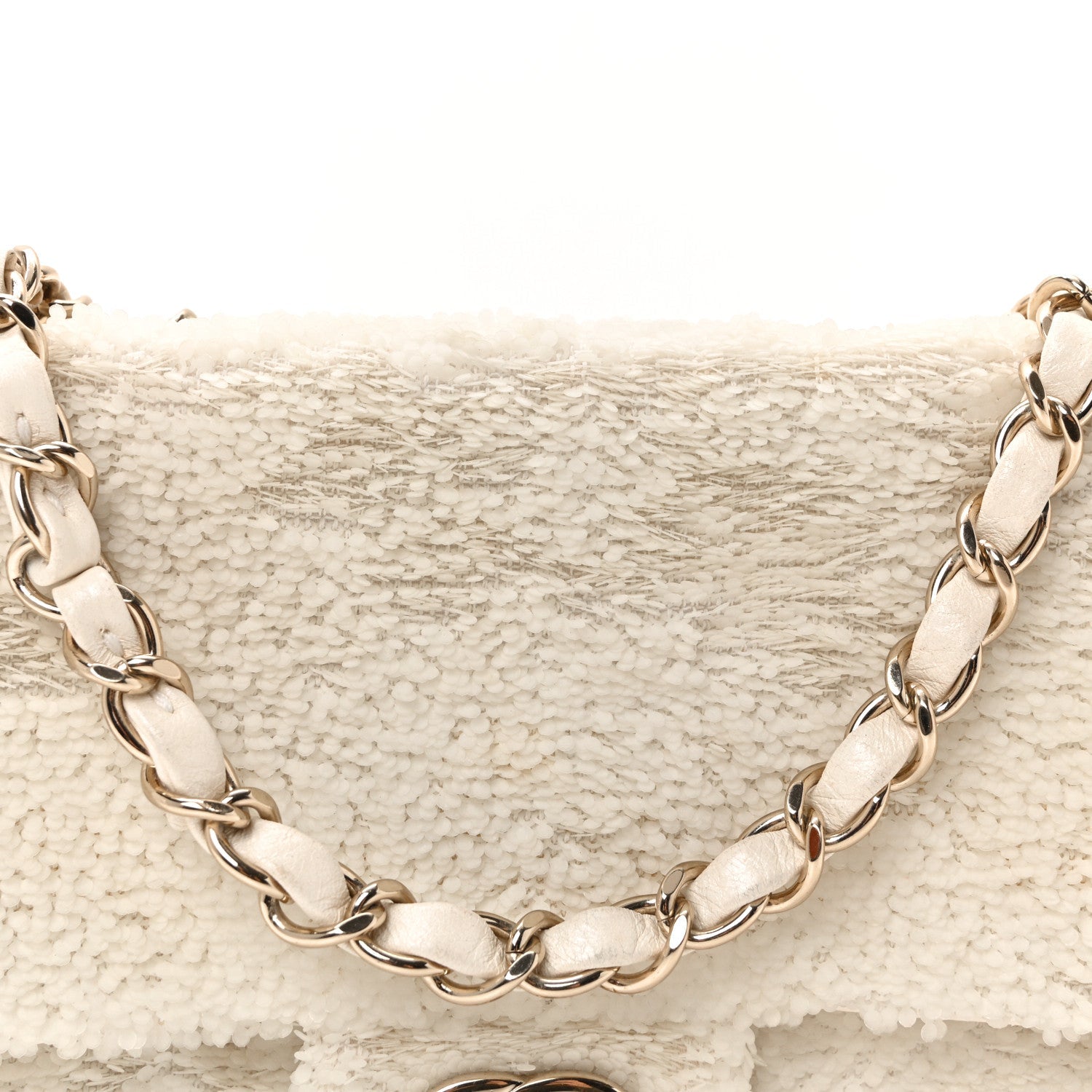 Chanel Sequin Small Single Flap White
