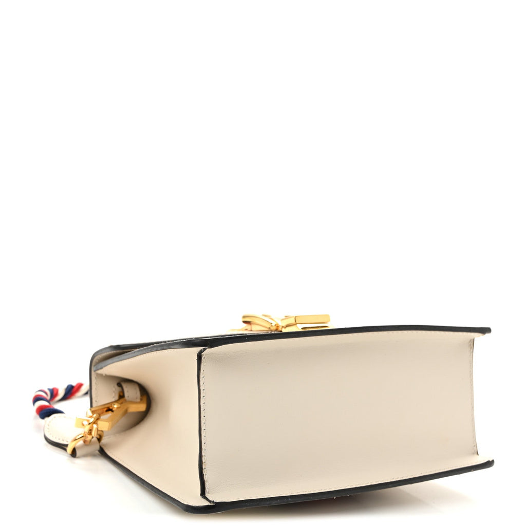 Gucci Calfskin Mini Sylvie Top Handle Bag White