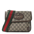 Gucci GG Supreme Monogram Web Small Neo Vintage Double Flap Messenger Bag Beige New Acero