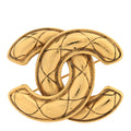 Metal Quilted Large CC Brooch Gold