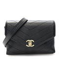 Chanel Calfskin Chevron Stitched Coco Waist Bag Black