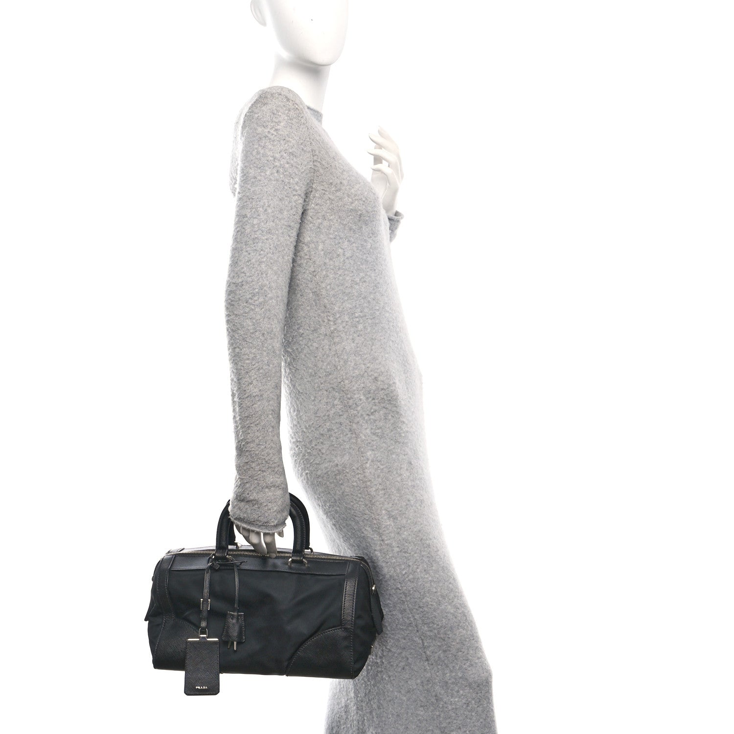 Prada Nylon Saffiano Top Handle Bag Black