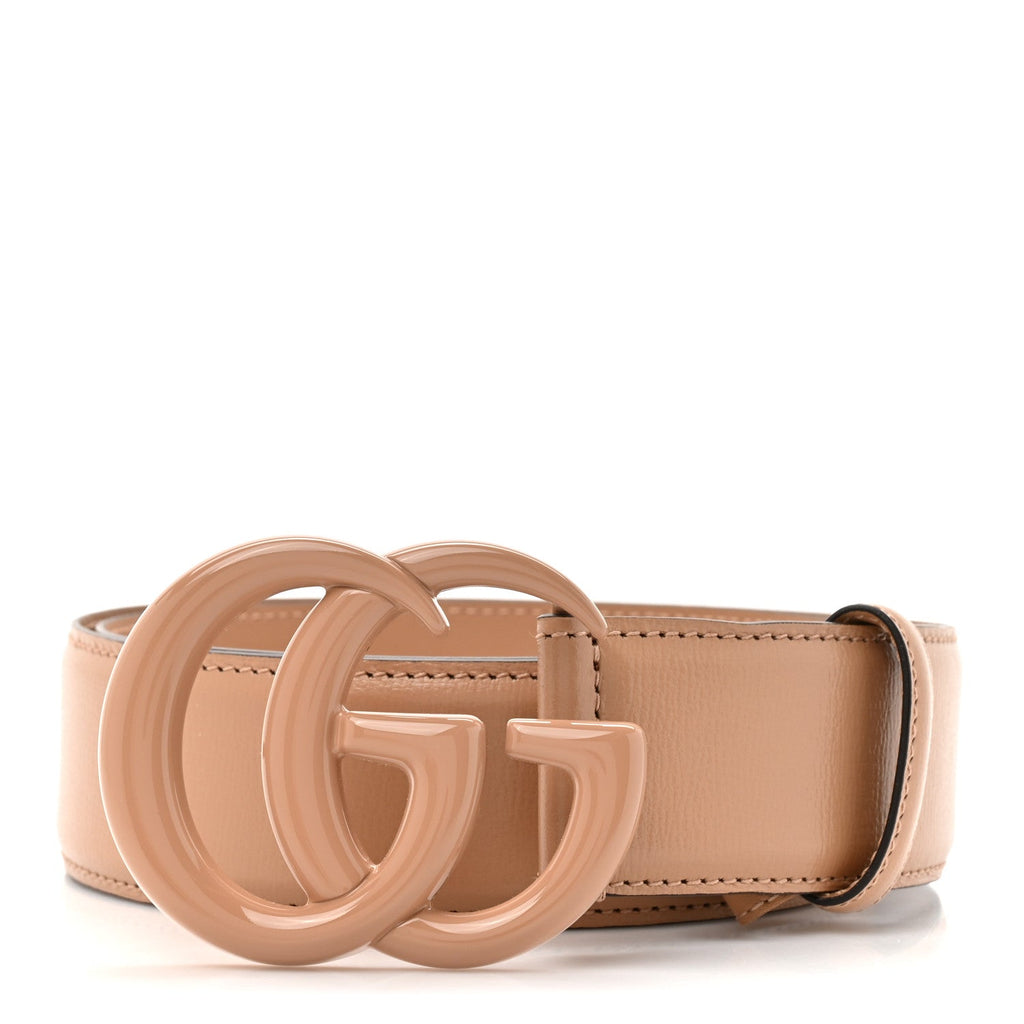 Gucci Azalea Calfskin Enamel Monochrome Double G 40mm Belt 80 32 Camelia