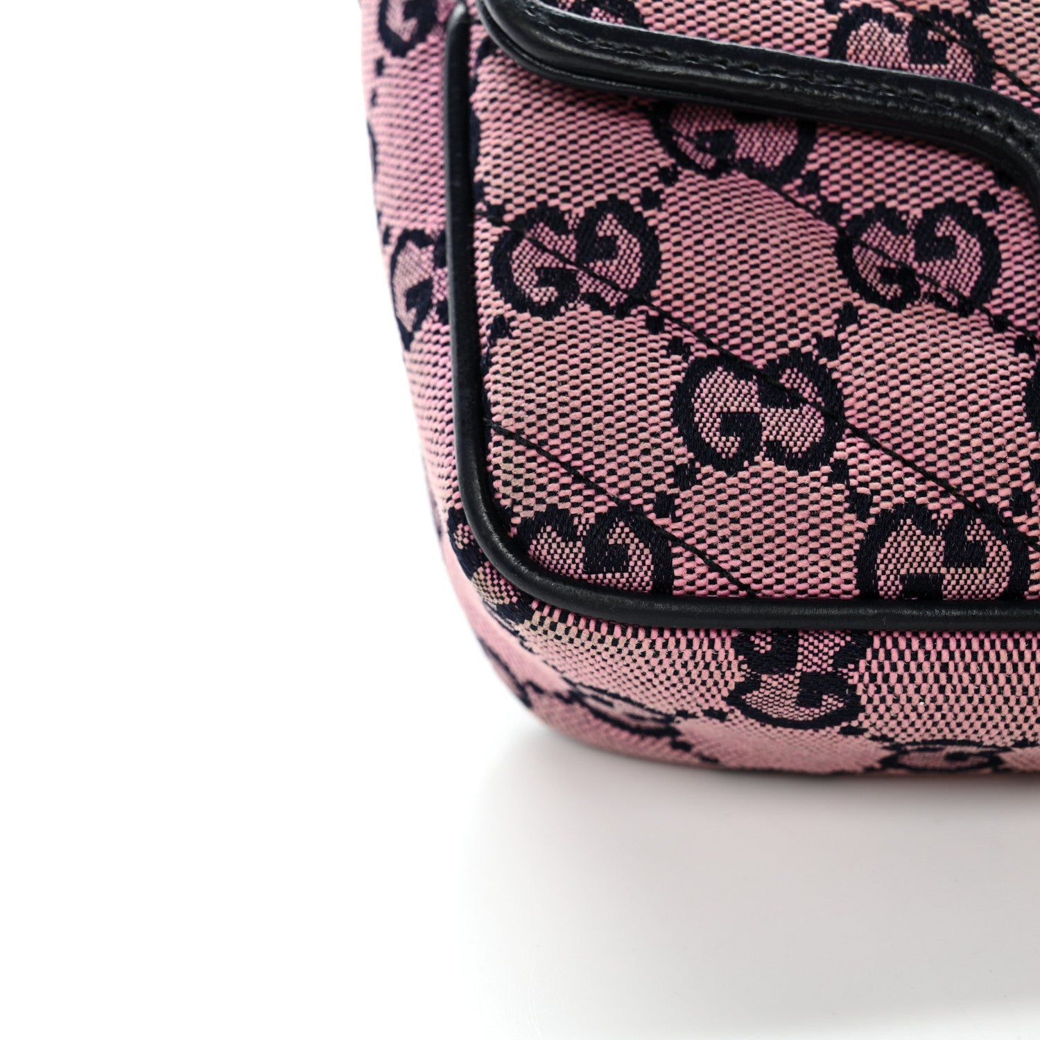 Gucci Monogram Multicolor Matelasse Diagonal Super Mini GG Marmont Shoulder Bag Pink Blue