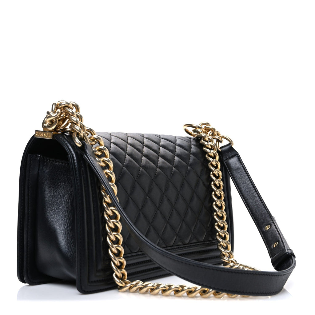 Chanel Lambskin Quilted Medium Boy Flap Black