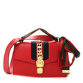 Gucci Calfskin Small Sylvie Shoulder Bag Hibiscus Red