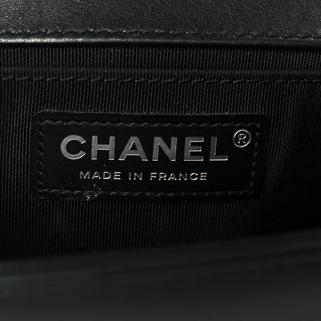 Chanel Lambskin Braided Woven Small Boy Flap Black
