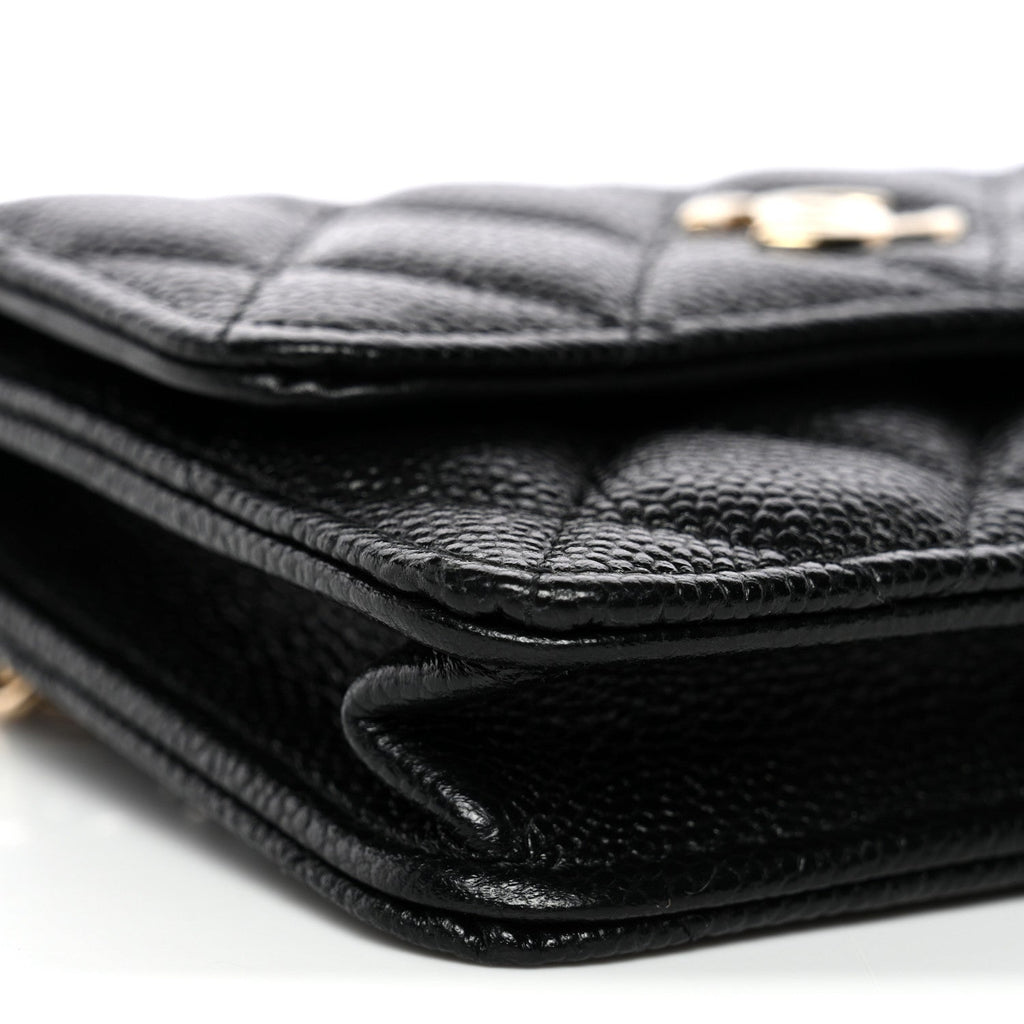 Caviar Quilted Bow Belt Bag Black