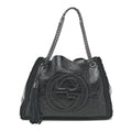 Gucci Patent Shearling Medium Soho Chain Shoulder Bag Black