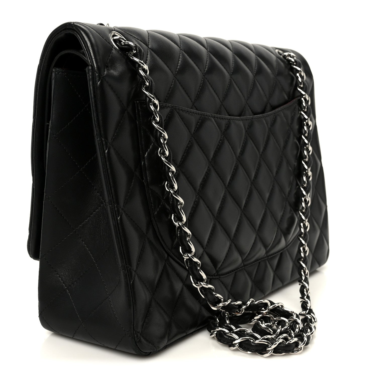 Chanel Lambskin Quilted Maxi Double Flap Black