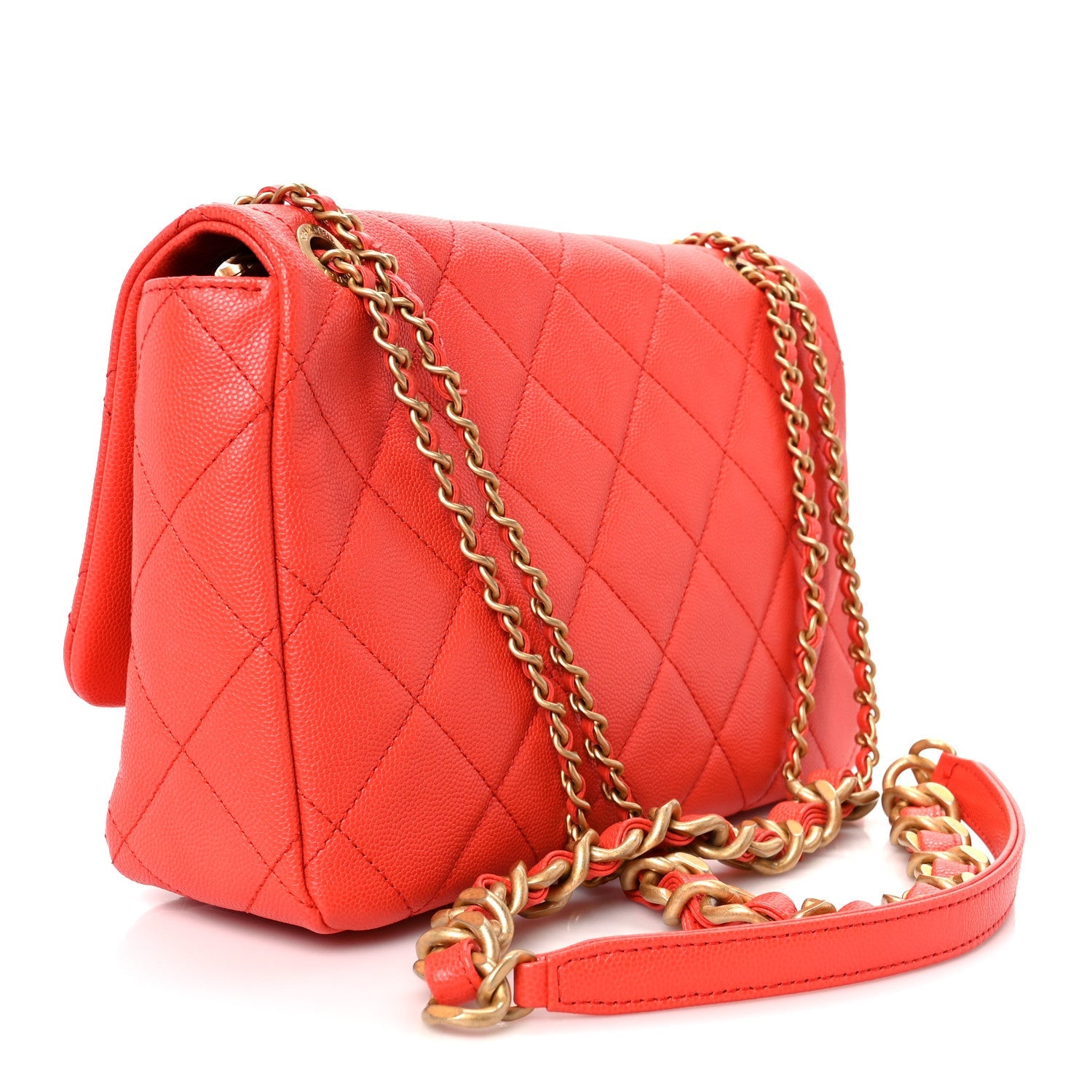 Chanel Caviar Quilted CC Melody Single Flap Orange