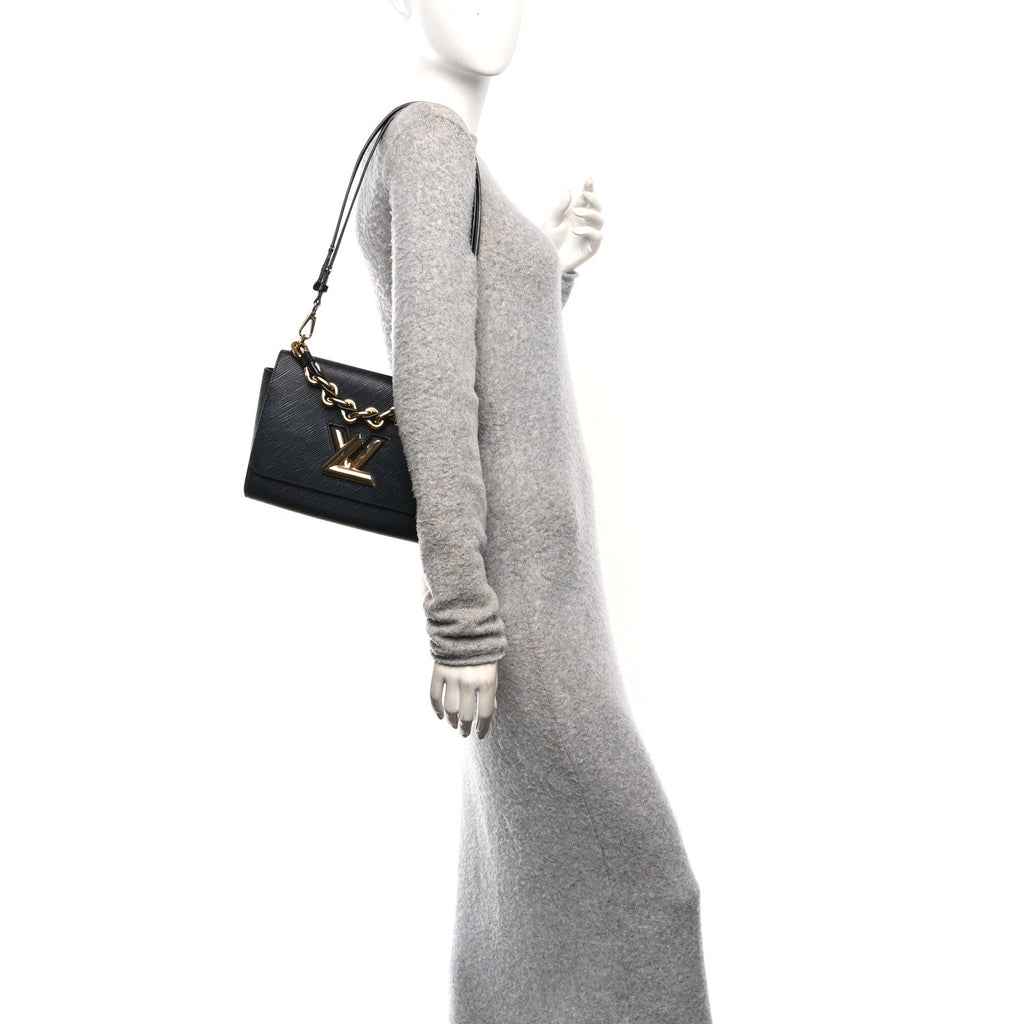 Louis Vuitton Epi Twist Braided Strap Shoulder Bag MM Black