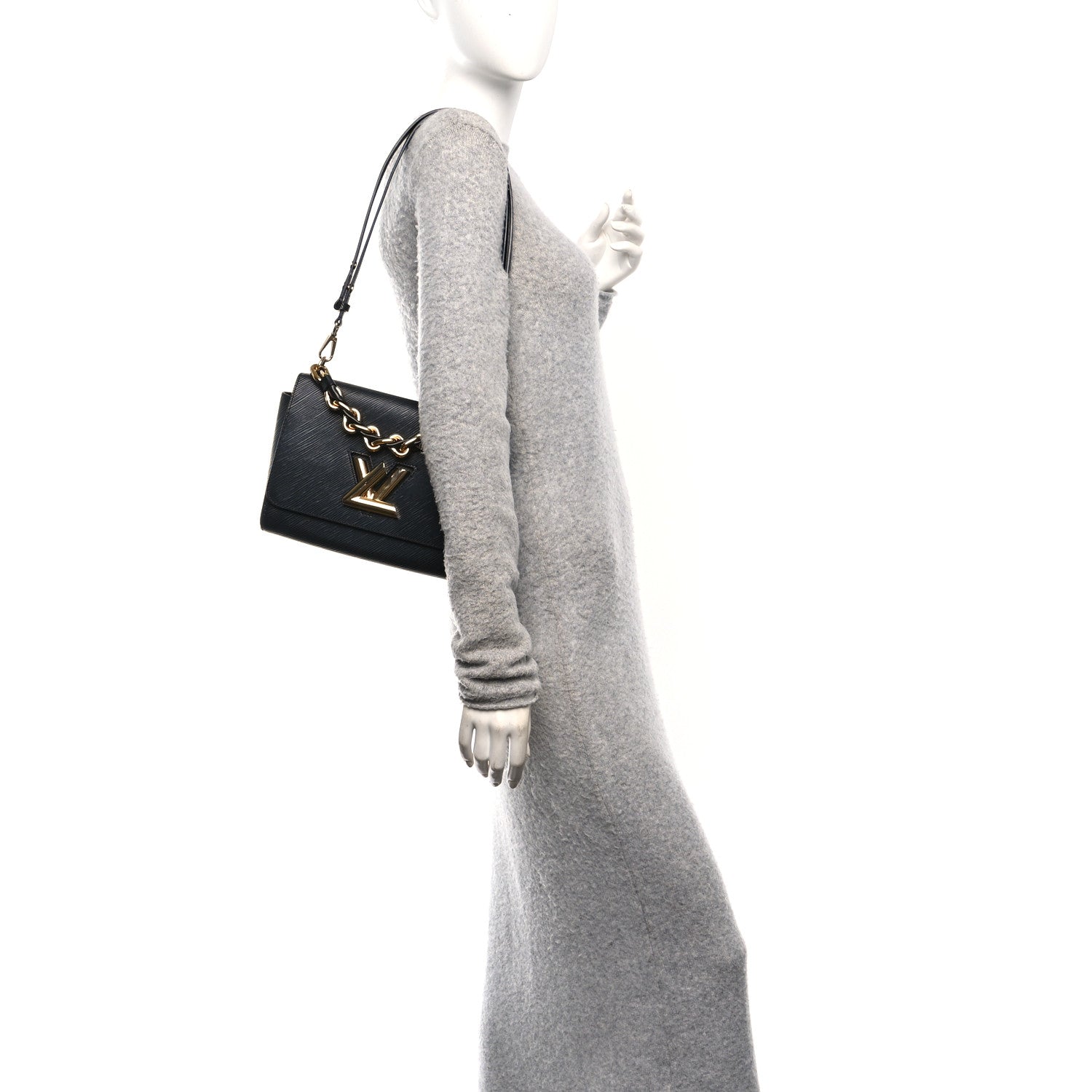 Louis Vuitton Epi Twist Braided Strap Shoulder Bag MM Black