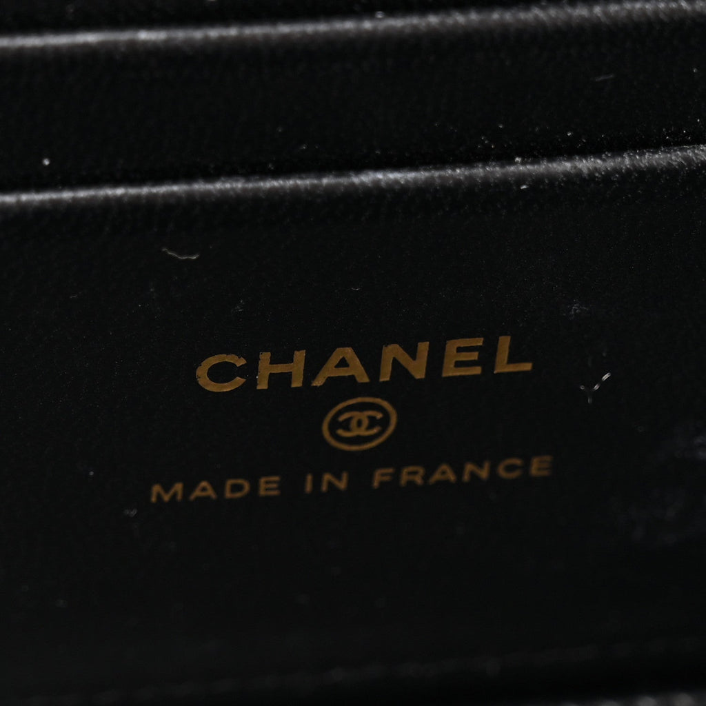Chanel Lambskin Quilted Small Top Handle Vanity Case With Chain Black