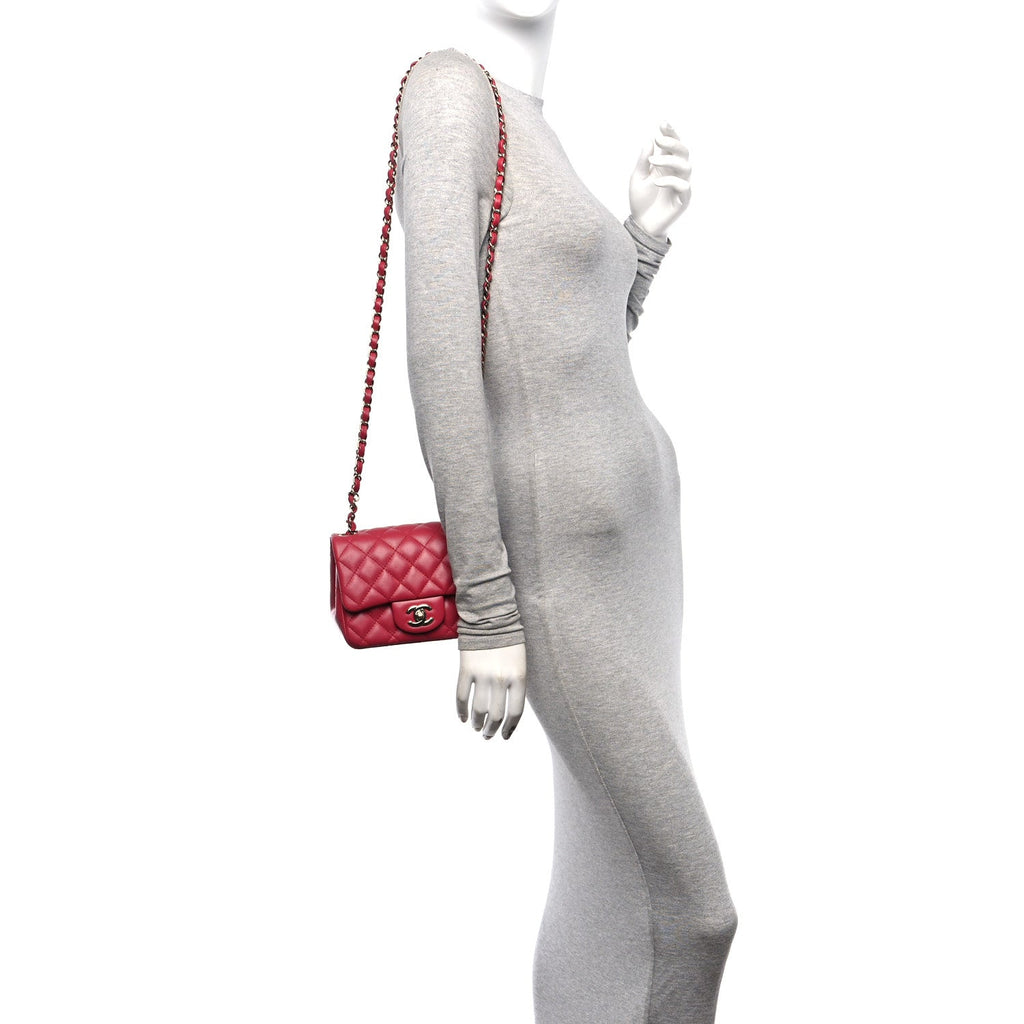 Chanel Lambskin Quilted Mini Square Flap Dark Pink