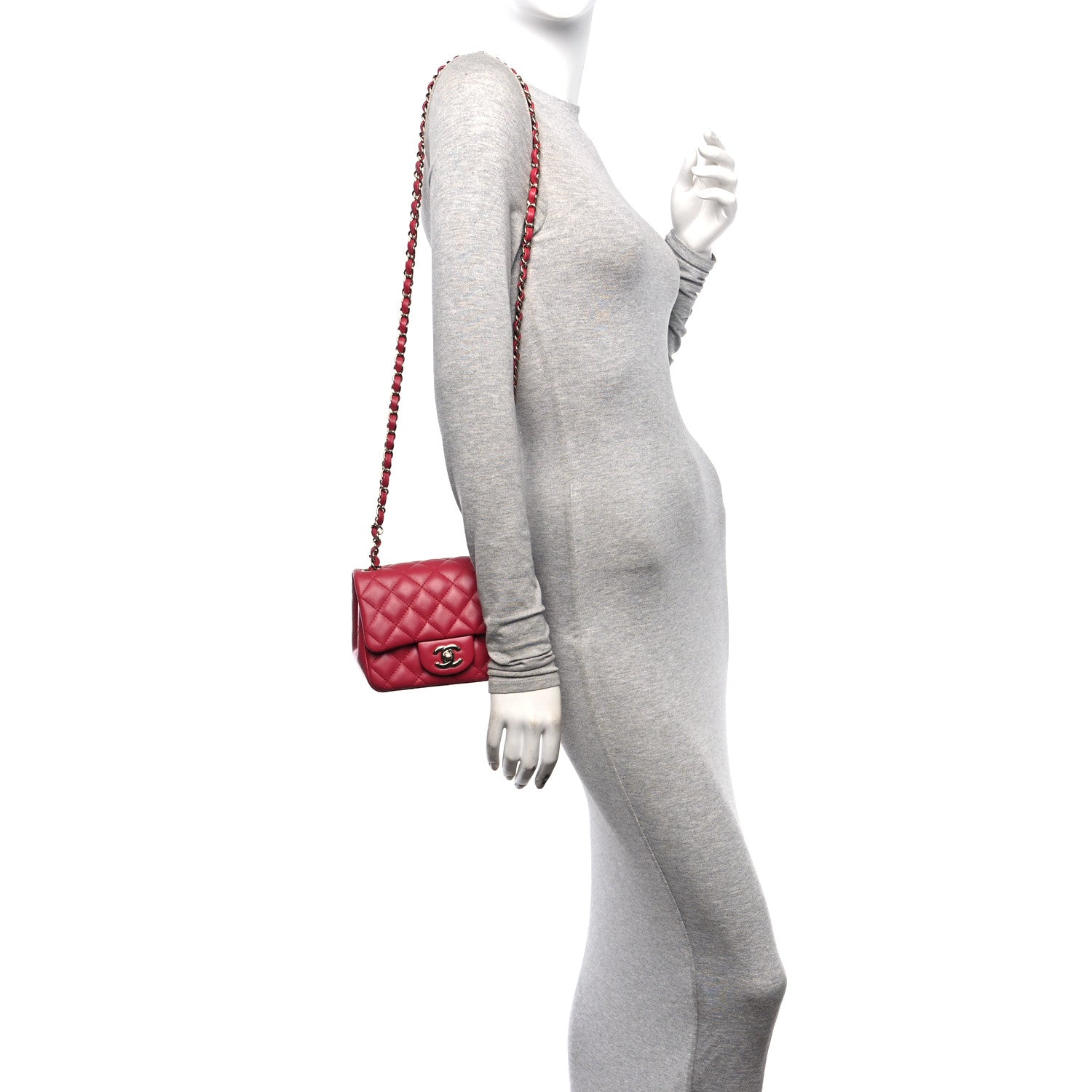 Chanel Lambskin Quilted Mini Square Flap Dark Pink