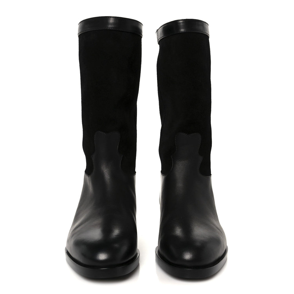 Chanel Suede Calfskin CC Short Boots 37.5 Black