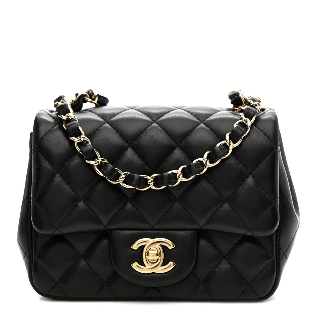 Chanel Lambskin Quilted Mini Square Flap Black