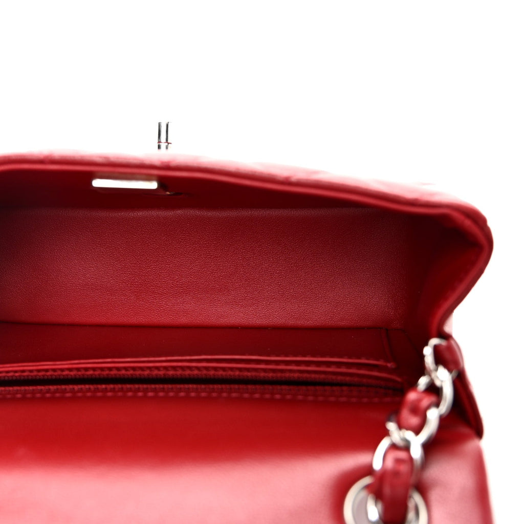 Chanel Lambskin Quilted Mini Rectangular Flap Red