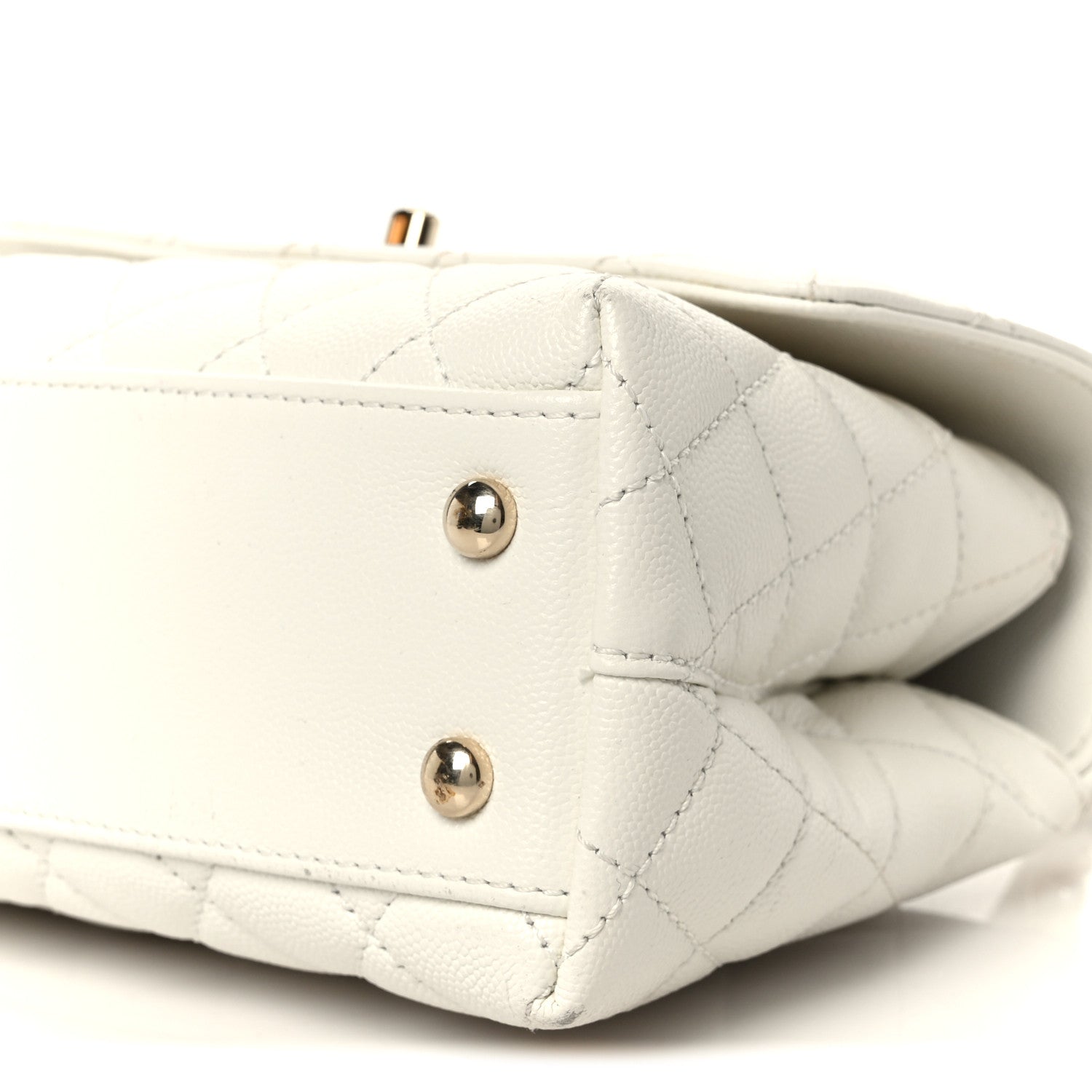 Chanel Caviar Quilted Mini Coco Handle Flap White