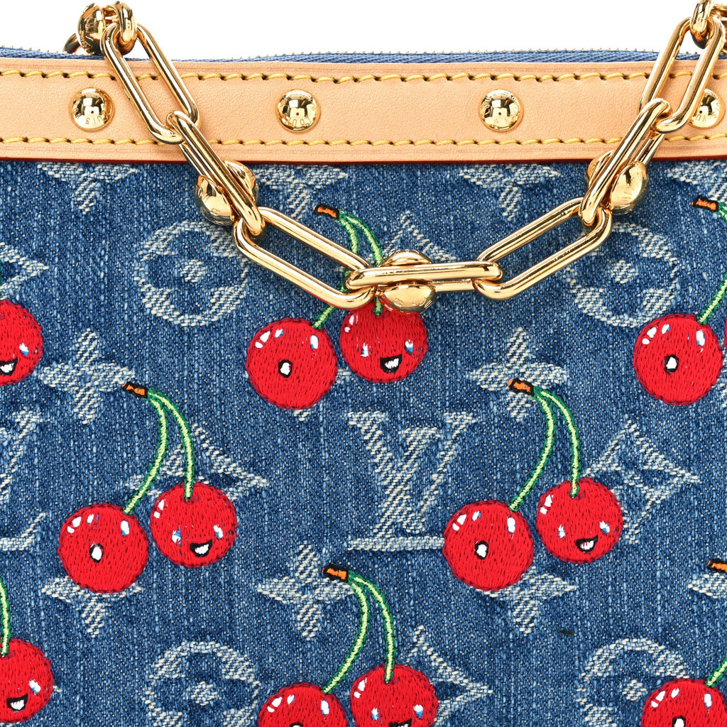 Louis Vuitton LV X TM Monogram Denim Cerises Pochette Accessories Blue