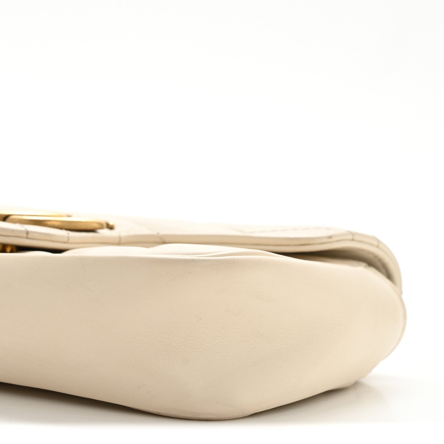 Gucci Calfskin Matelasse Super Mini GG Marmont Shoulder Bag White
