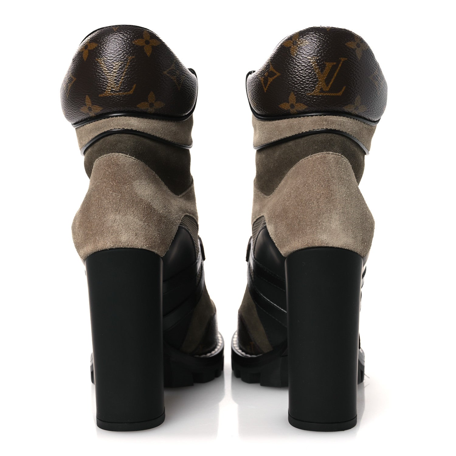Louis Vuitton Suede Calfskin Monogram Star Trail Ankle Boots 38 Khaki
