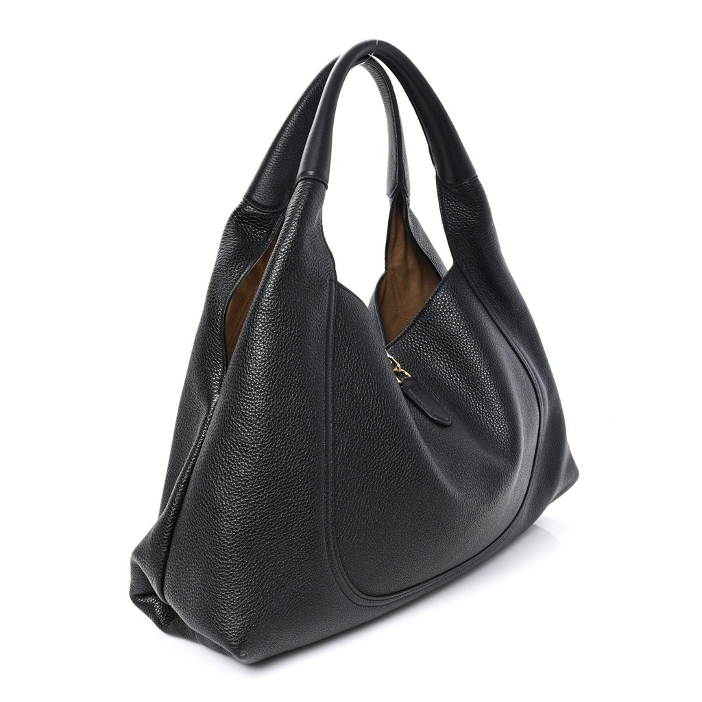 Gucci Grained Calfskin Softbit Maxi Shoulder Bag Black