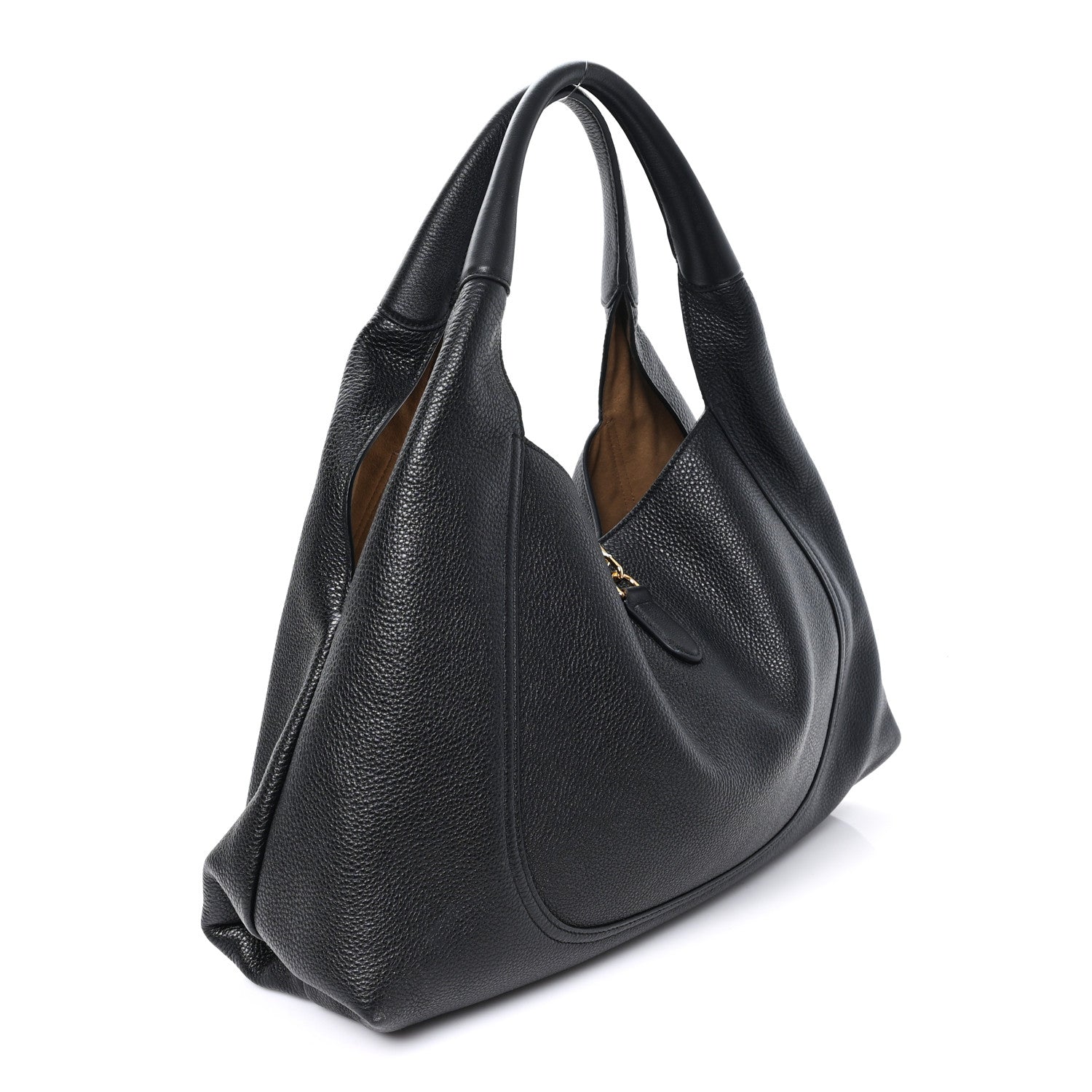 Gucci Grained Calfskin Softbit Maxi Shoulder Bag Black
