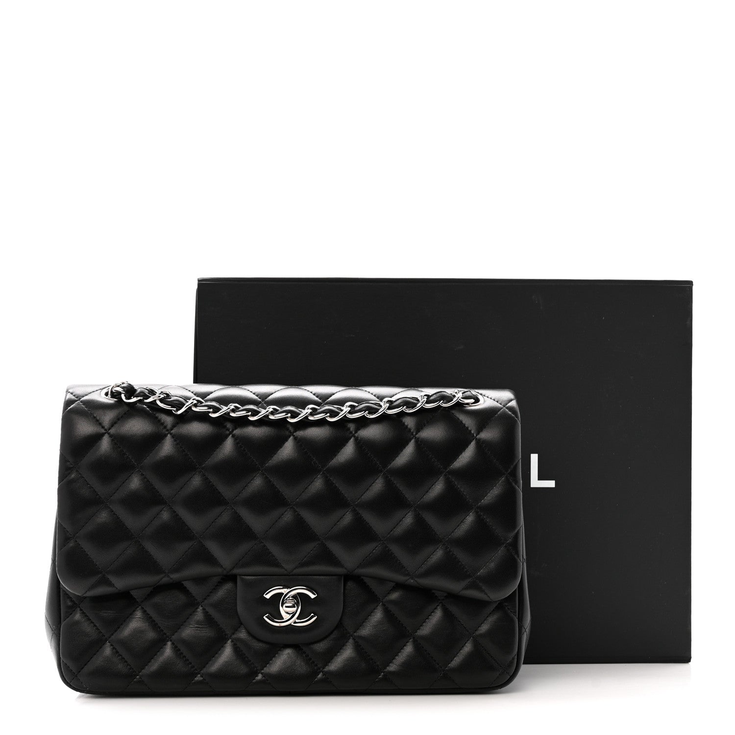 Chanel Lambskin Quilted Jumbo Double Flap Black