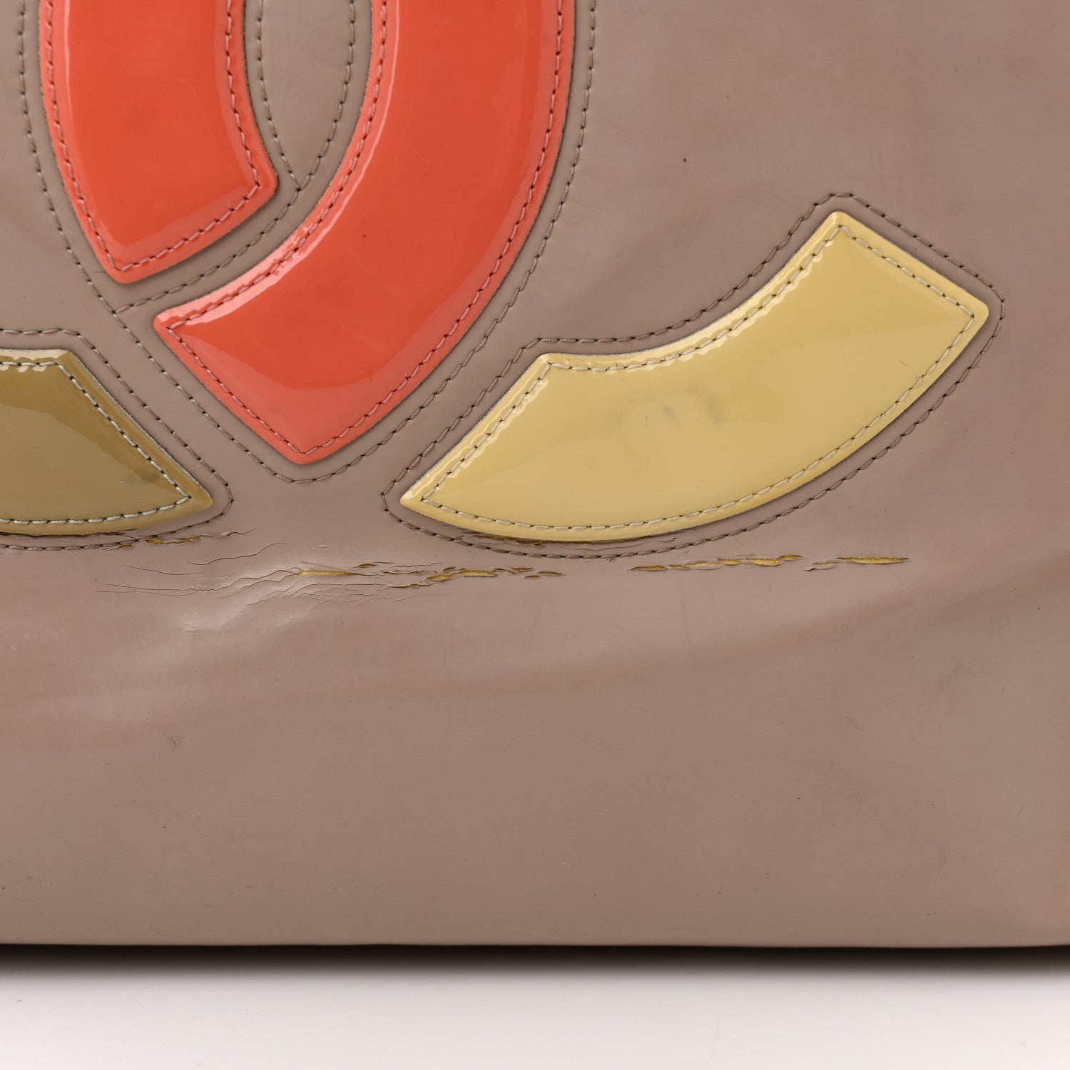 Chanel Vinyl Large Lipstick Tote Dark Beige