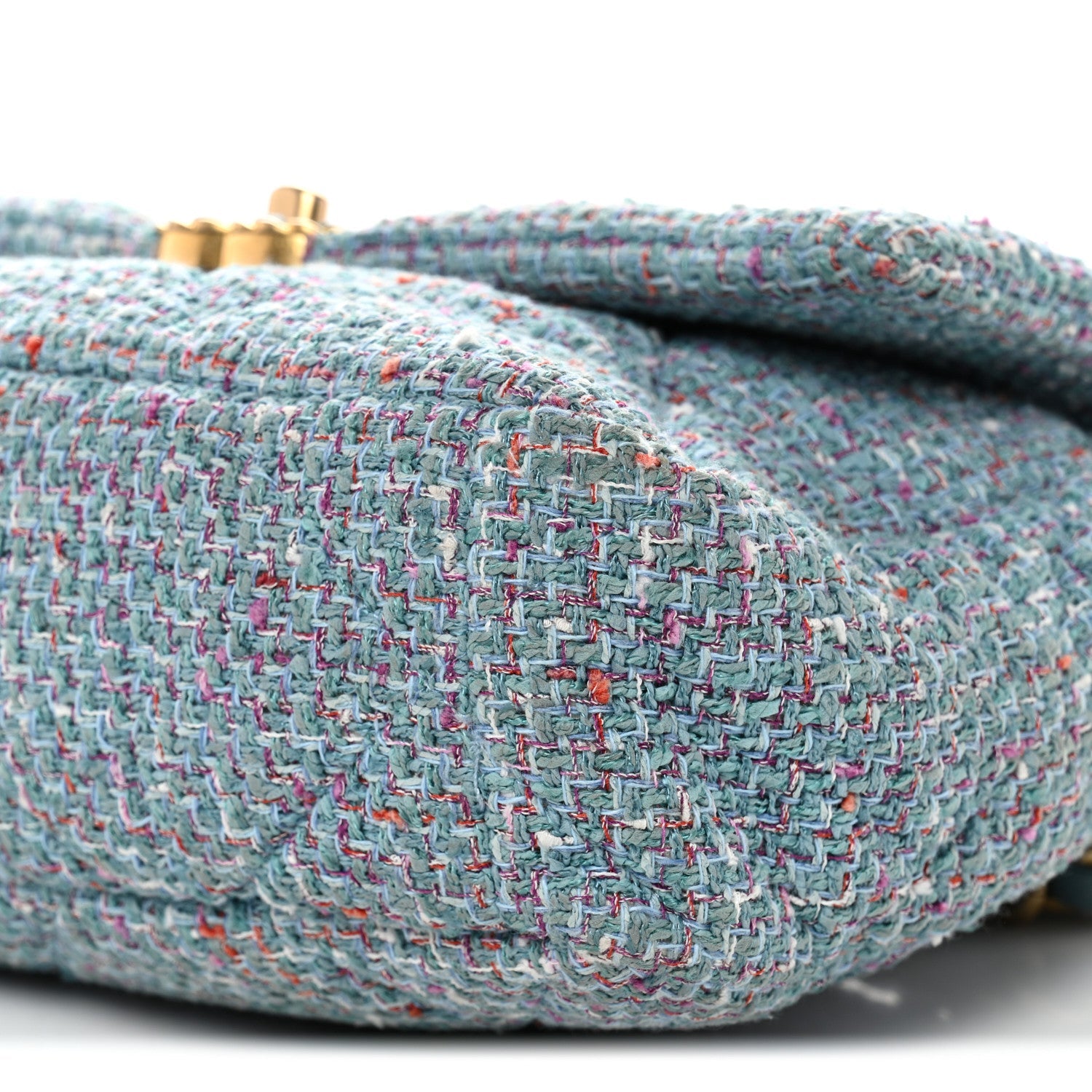 Chanel Tweed Quilted Large Chanel 19 Flap Blue Multicolor