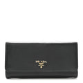 Prada Saffiano Metal Continental Flap Wallet Black