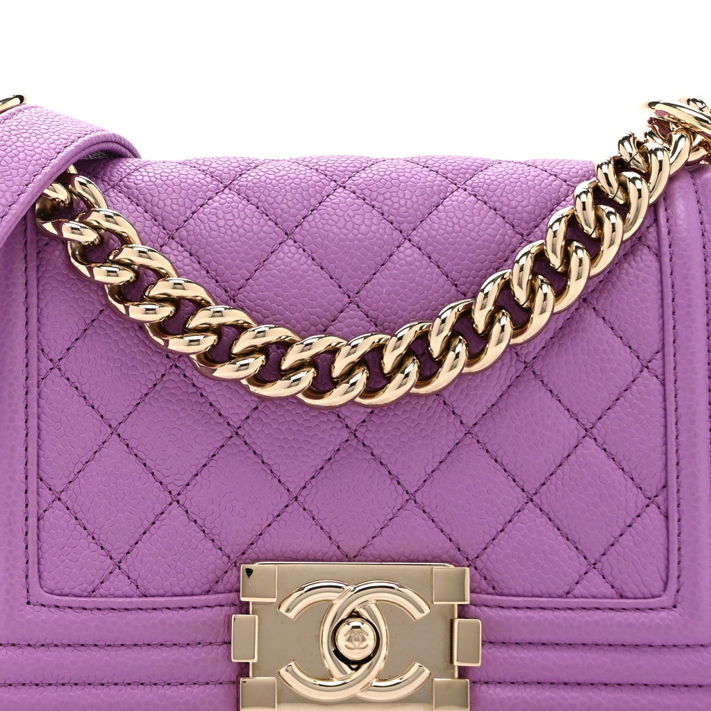 Chanel Caviar Quilted Small Boy Flap Purple