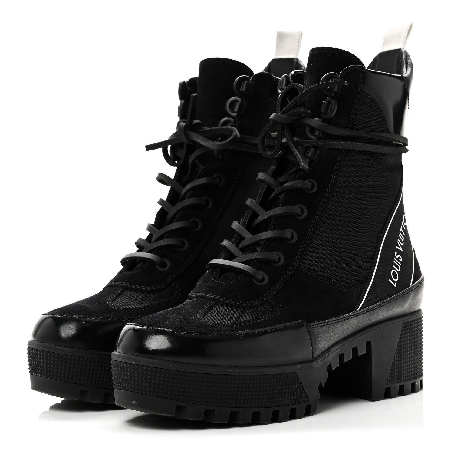 Louis Vuitton Suede Calfskin Mesh Logo Laureate Platform Desert Boots 37 Black