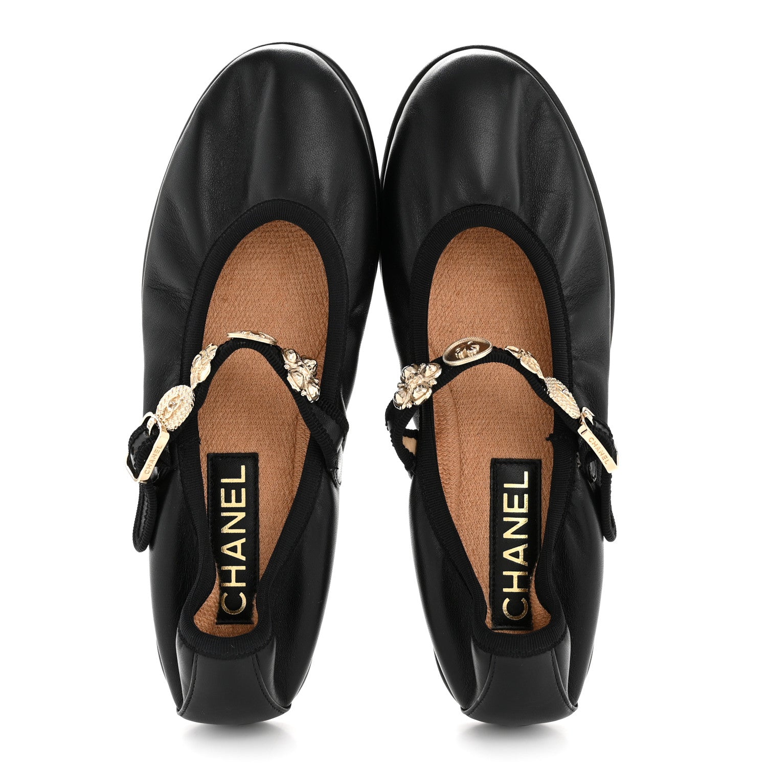 Lambskin Charm Mary Jane Flats 39 Black