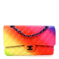 Chanel Calfskin Quilted Medium Rainbow Double Flap Multicolor