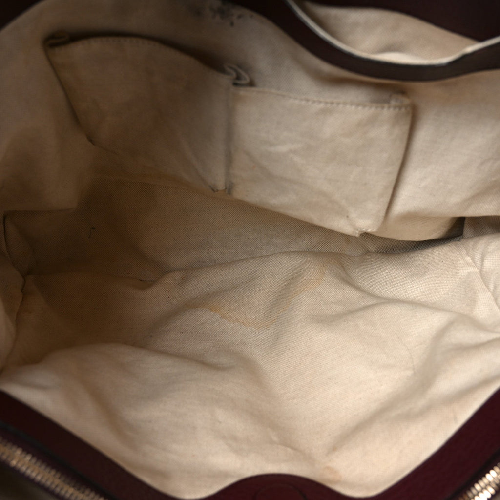 Gucci Pebbled Calfskin Large Bamboo Shopper Tote Burgundy