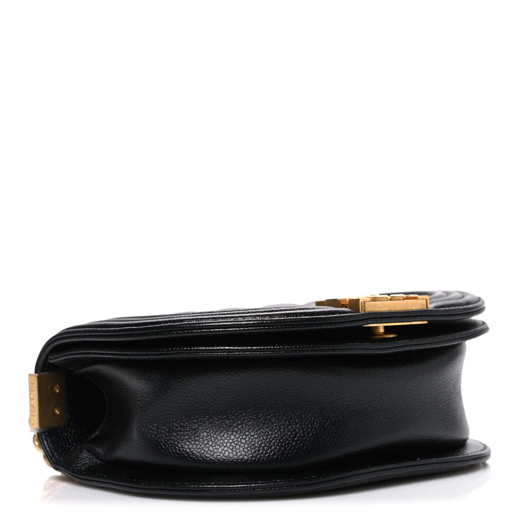 Chanel Caviar Quilted Small Boy Messenger Bag Black