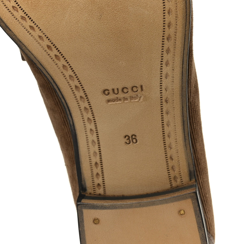 Gucci Corduroy Womens 1953 Horsebit Loafers 36 Velvety Camel