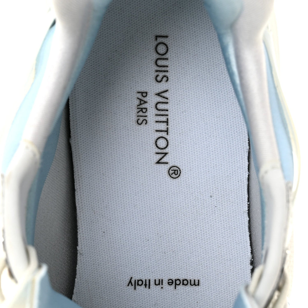 Louis Vuitton Patent Calfskin Technical Mesh Monogram Run 55 Sneakers 37 Bleu Clair