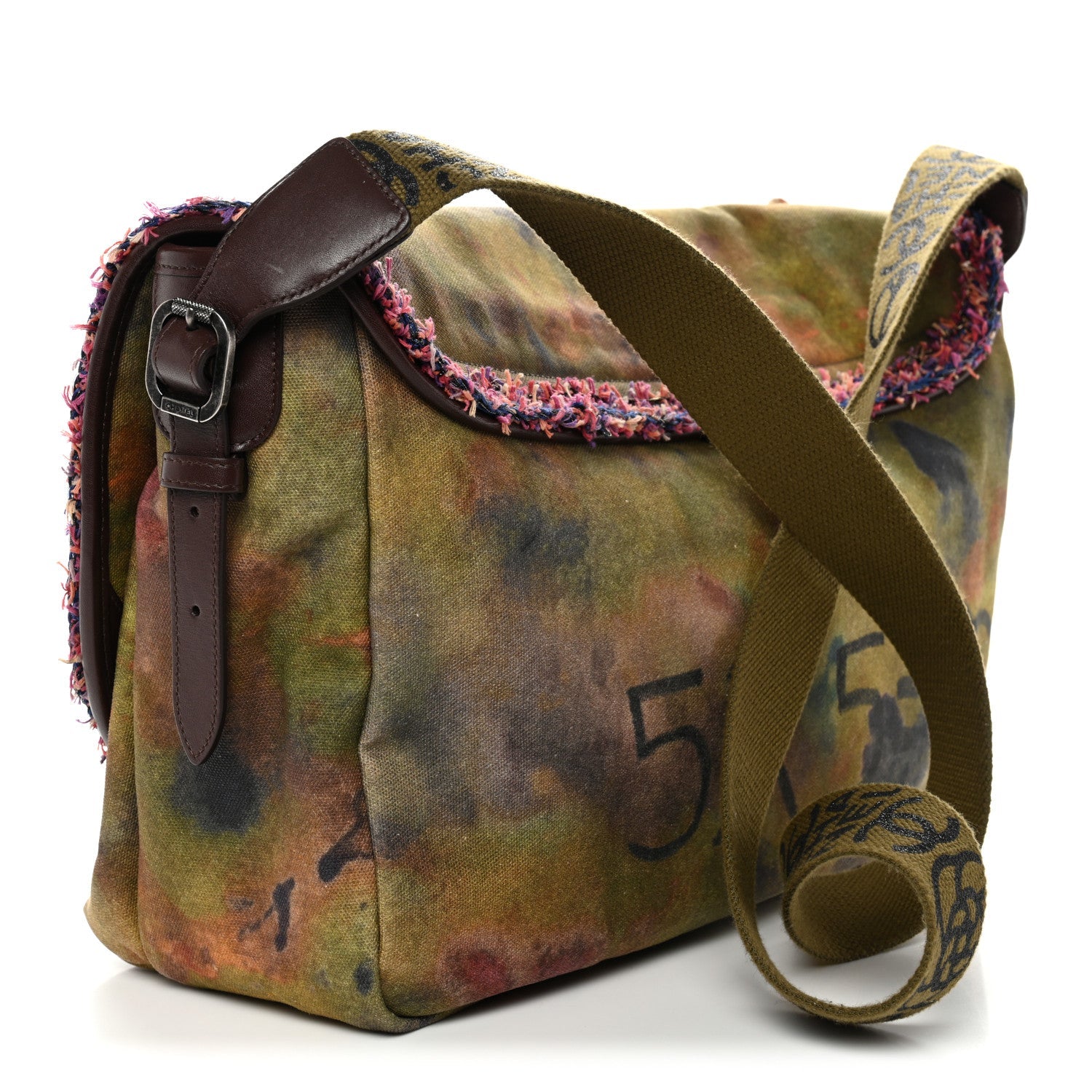 Chanel Washed Toile Large Graffiti On The Pavements Messenger Khaki Multicolor