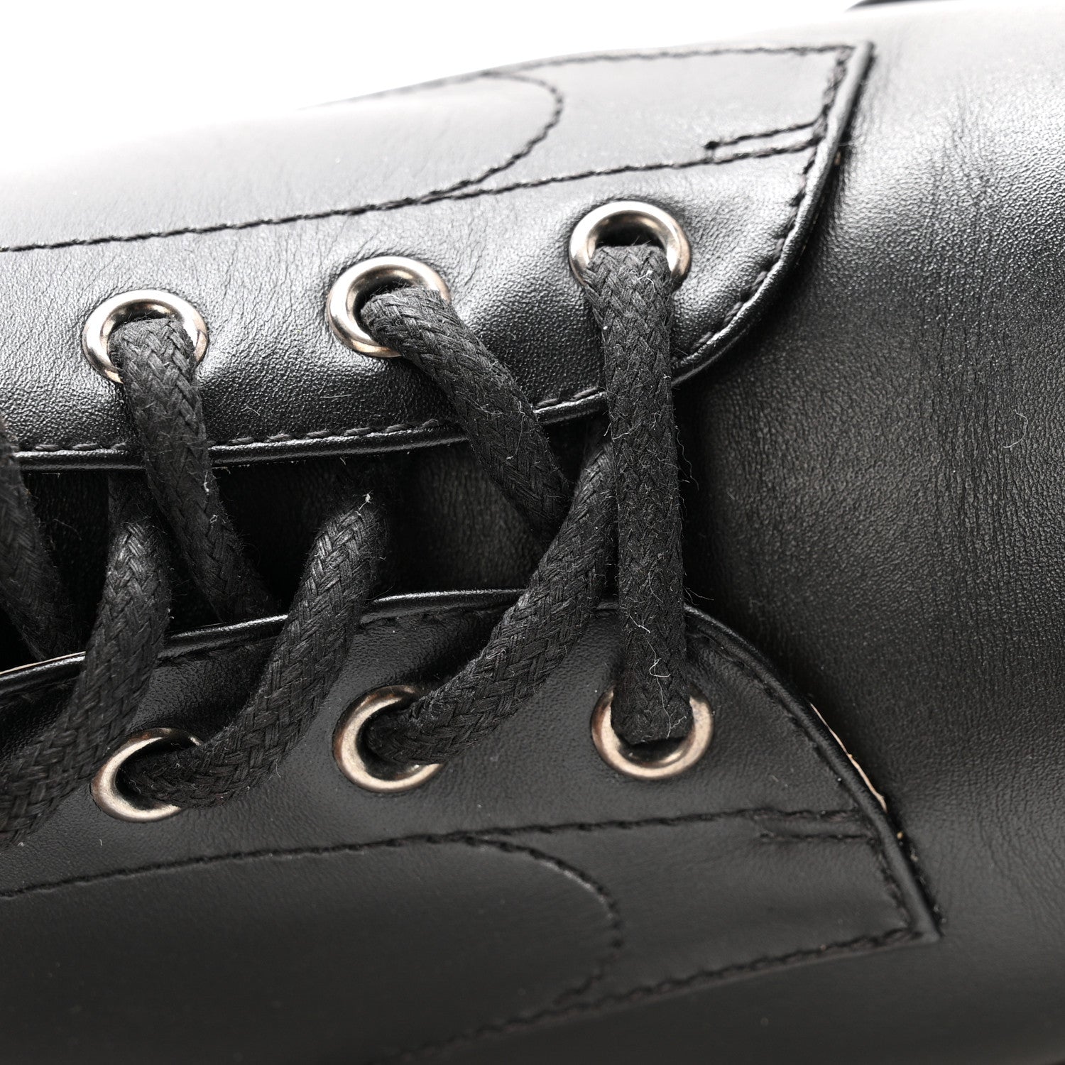 Calfskin Cap Toe Lace Up Combat Boots 38 Black