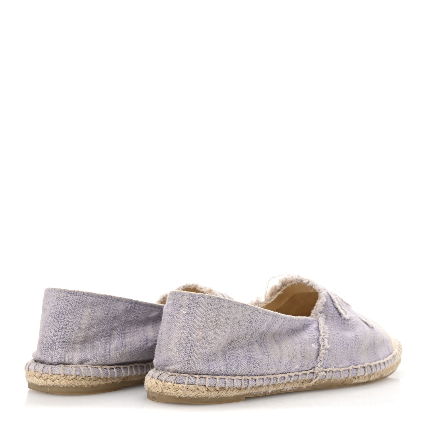 Chanel Toile CC Cap Toe Espadrilles 38 Ecru Purple