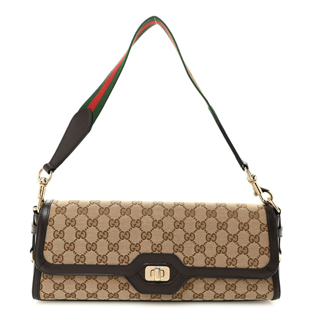 Gucci GG Monogram Medium Luce Shoulder Bag Beige Ebony