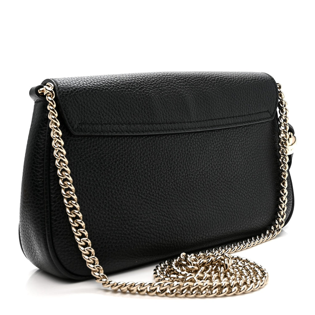Gucci Pebbled Calfskin Medium Soho Flap Crossbody Black
