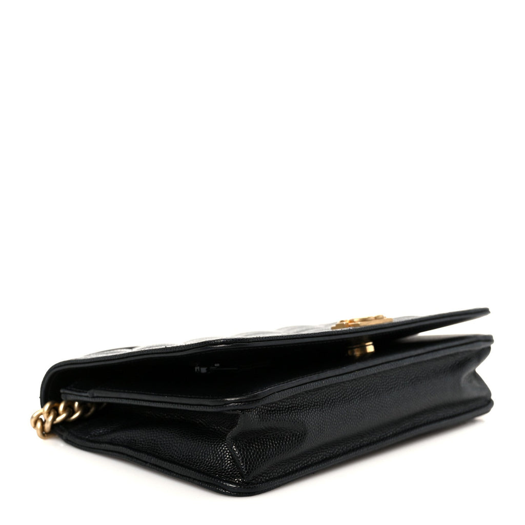 Chanel Caviar Quilted Boy Wallet On Chain WOC Black