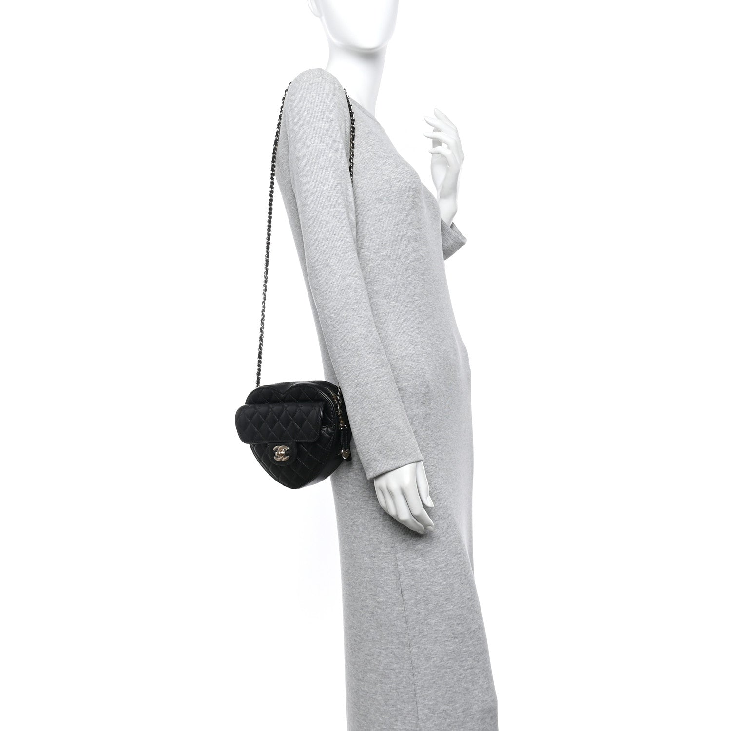 Chanel Lambskin Quilted CC In Love Heart Bag Black