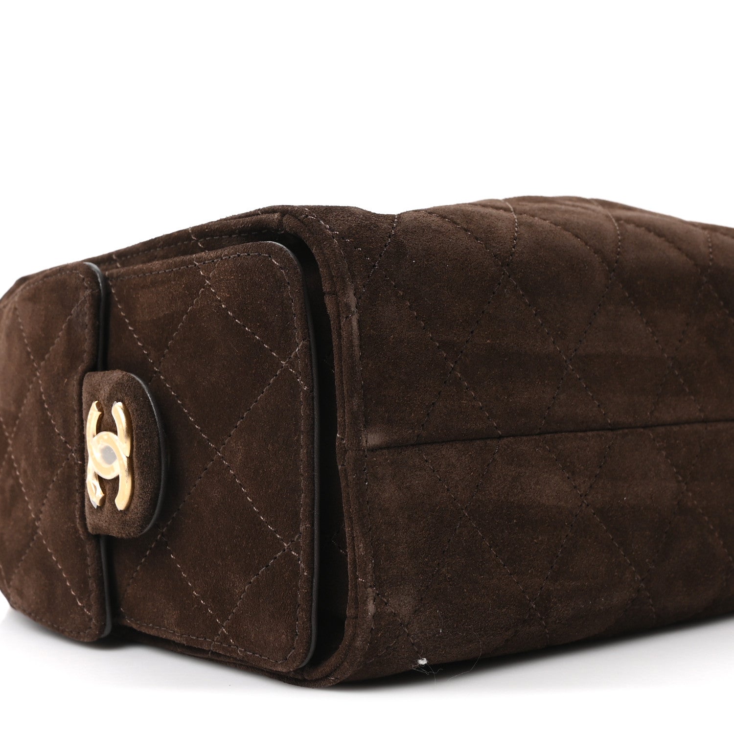 Chanel Suede Quilted Mini Chanel 25 Handbag Dark Brown