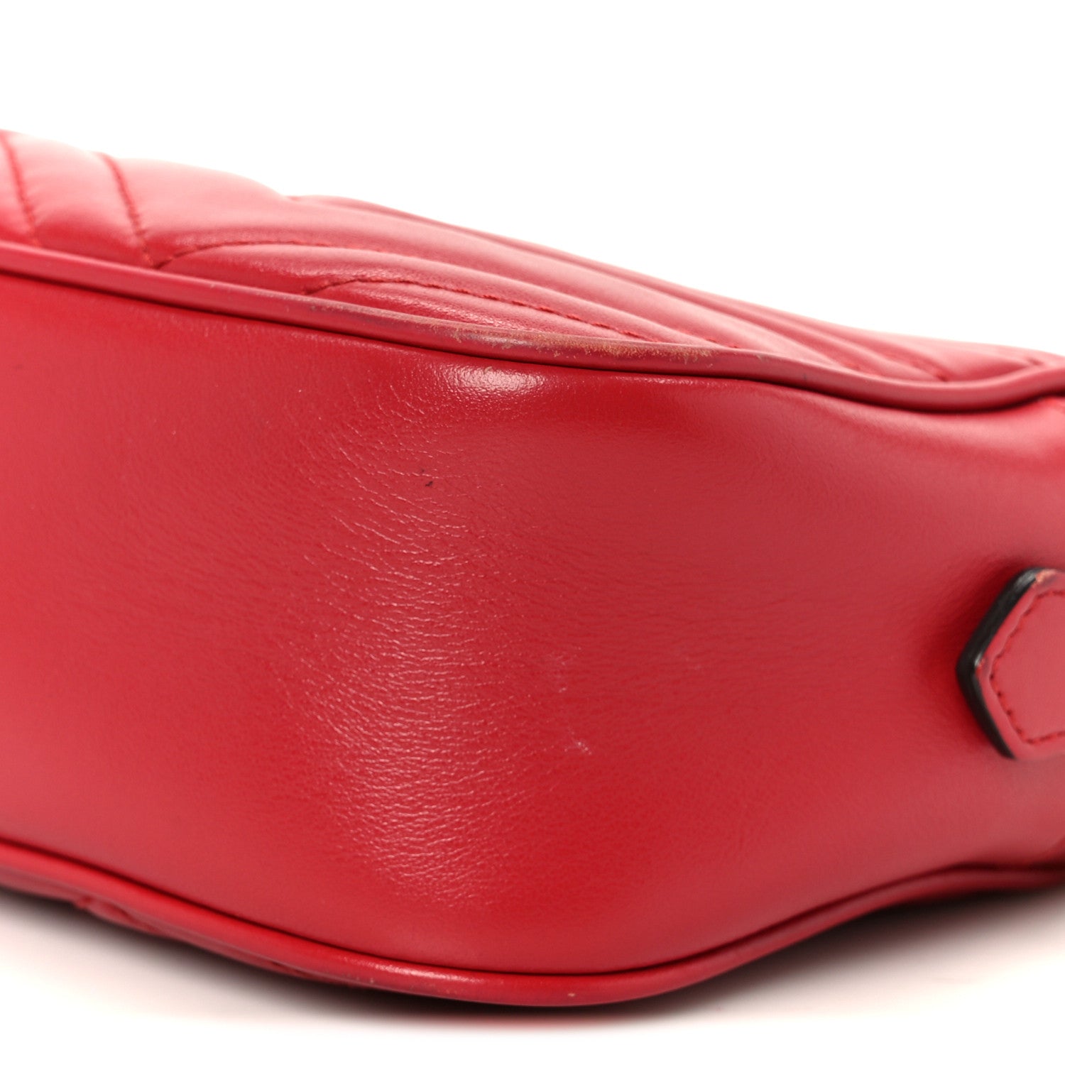 Gucci Calfskin Matelasse Small GG Marmont Chain Shoulder Bag Hibiscus Red